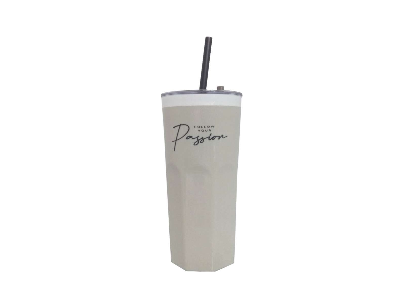High thermos cup with straw