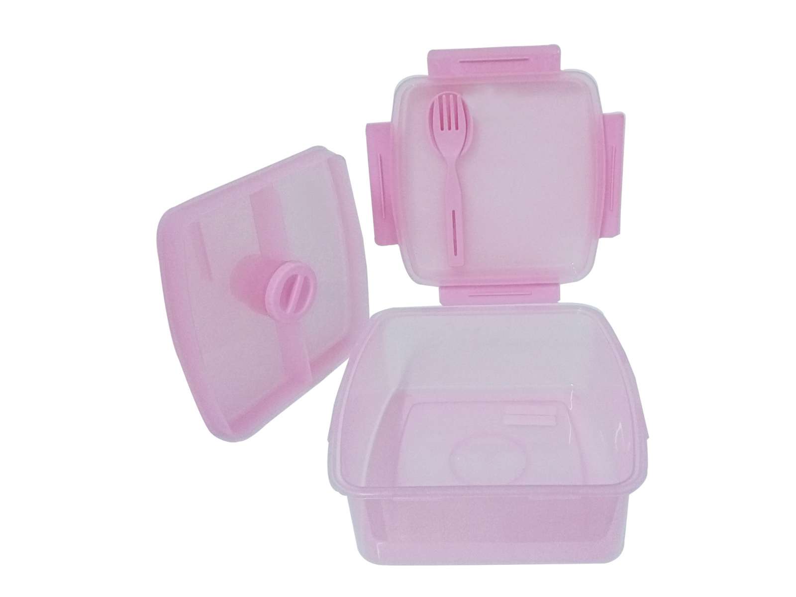 Square lunch box (utensil & sauce pot included)